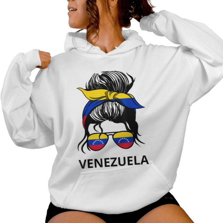 Messy Bun Girl Venezuela Pride Latina Venezuelan Women Women Hoodie