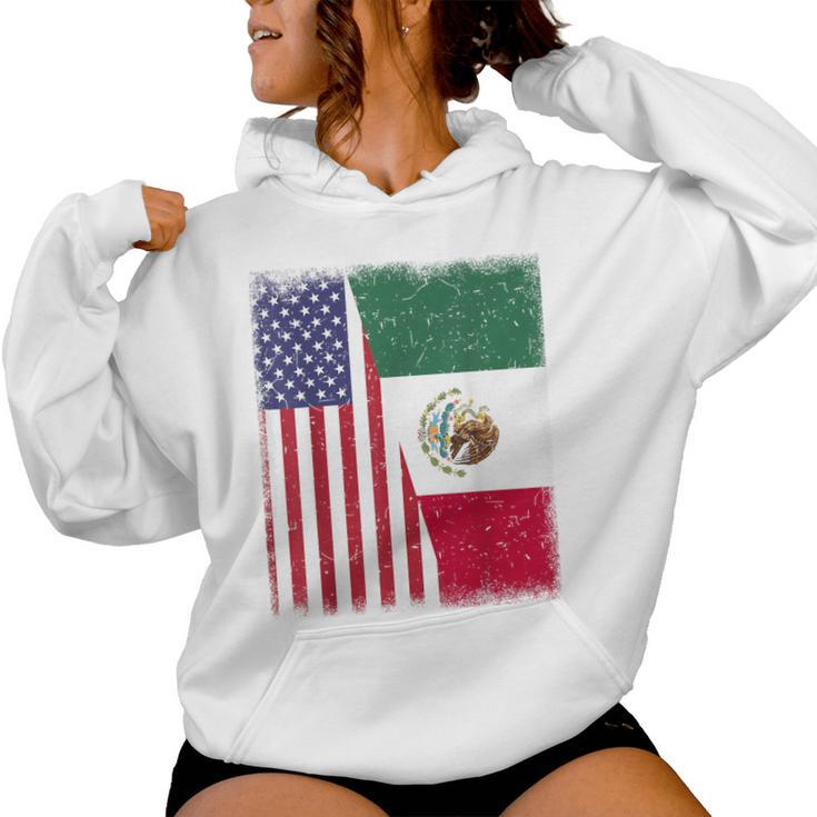 Mexico Independence Day Half Mexican American Flag Women Women Hoodie