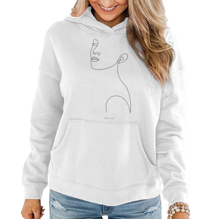 New Face One Line Drawing Portrait Modern White Woman Women Hoodie