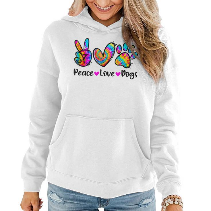 Peace Love Dogs Tie Dye Dog Paw Dog Mom Cute Mother's Day Women Hoodie