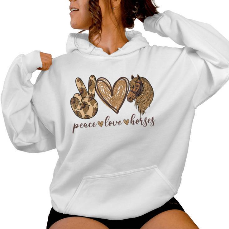 Peace Love Horses Girl I Love My Horses Equestrian Horseback Women Hoodie