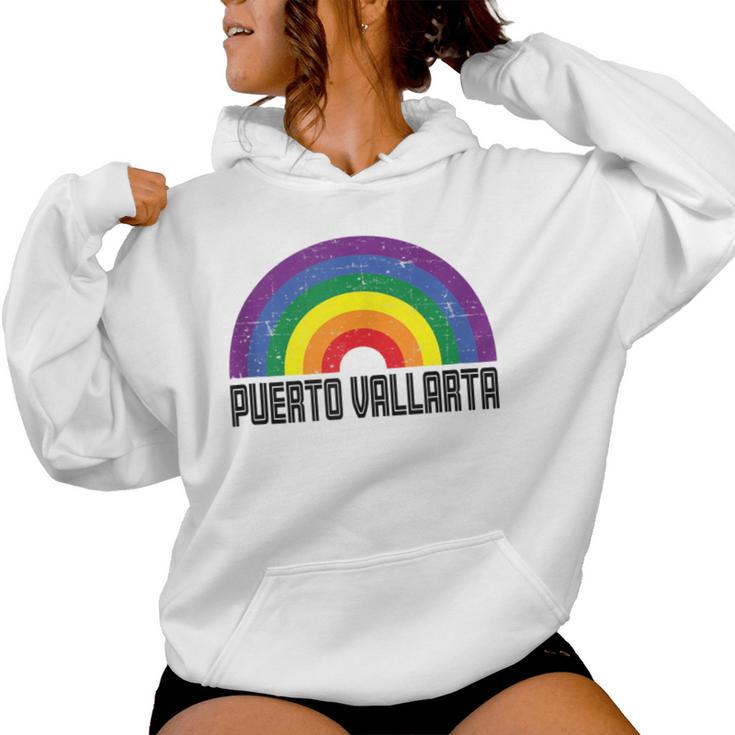 Puerto Vallarta Mexico Lgbtq Distressed Gay Rainbow Women Hoodie