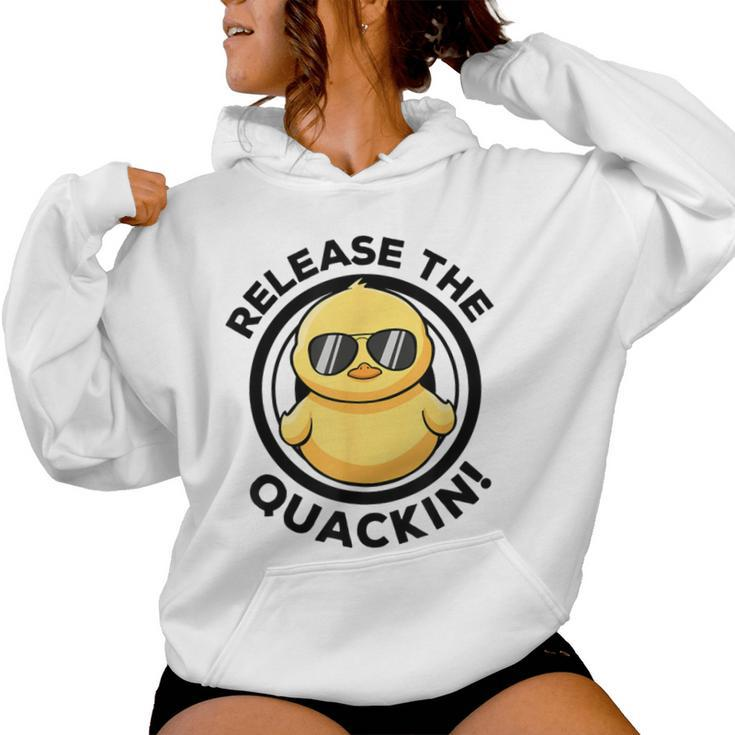 Release The Quackin I Love Duck Lovers Yellow Duck Women Hoodie