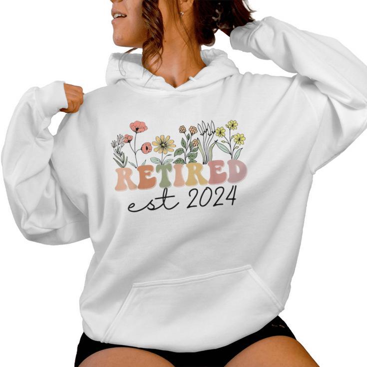 Retired Est 2024 Retro Retirement For Humor Women Hoodie