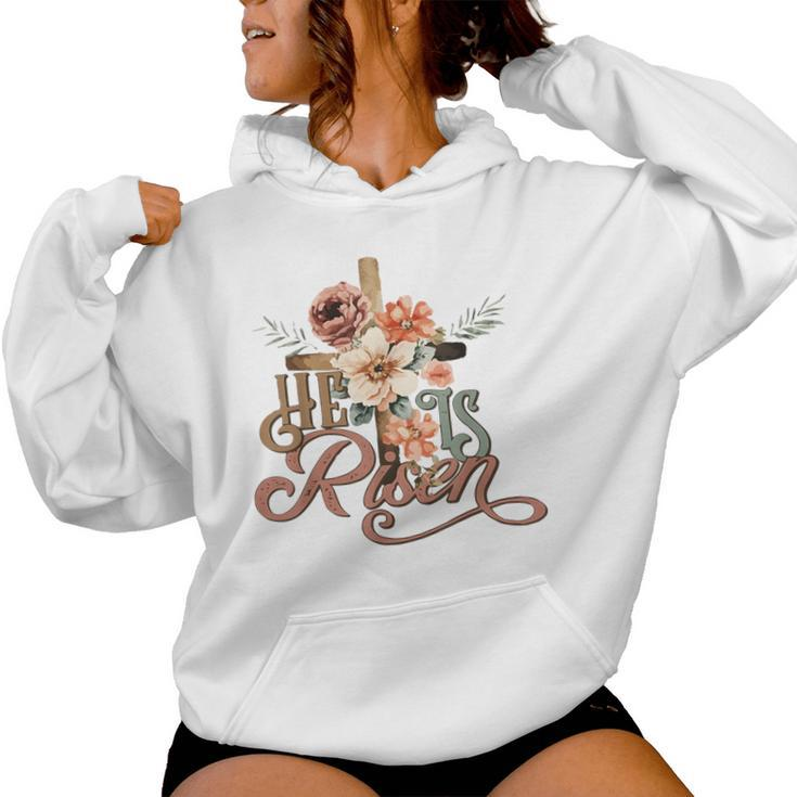 Retro Groovy He Is Risen Floral Jesus Easter Day Christians Women Hoodie