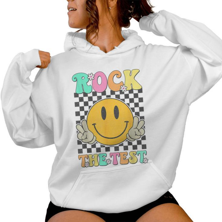 Retro Groovy Test Day Rock The Test Smile Hippie Girls Women Women Hoodie