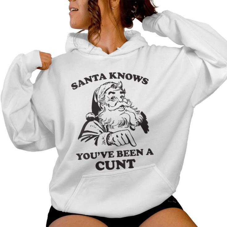Santa Knows You've Been A Cunt Retro Christmas Xmas Women Hoodie
