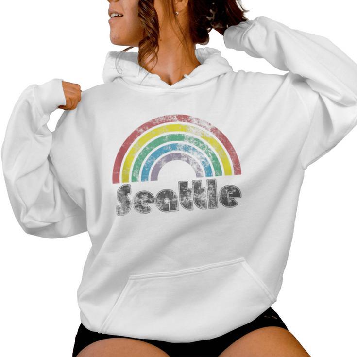 Seattle Rainbow 70'S 80'S Style Retro Gay Pride Women Women Hoodie