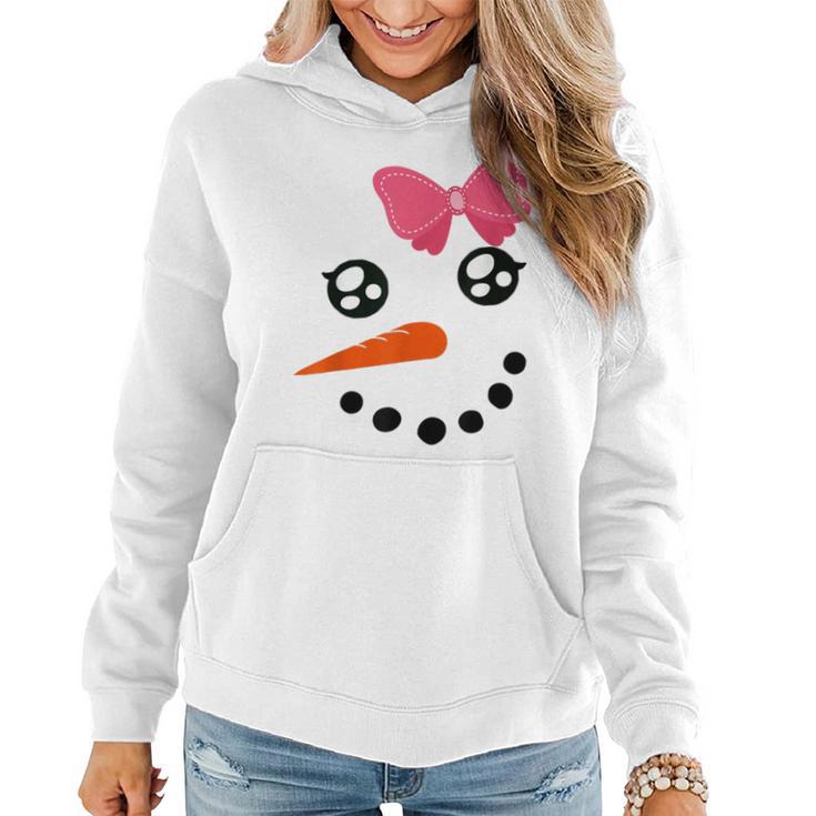 Snow Girl Snowman Face Carrot Nose Pink Bow Women Hoodie