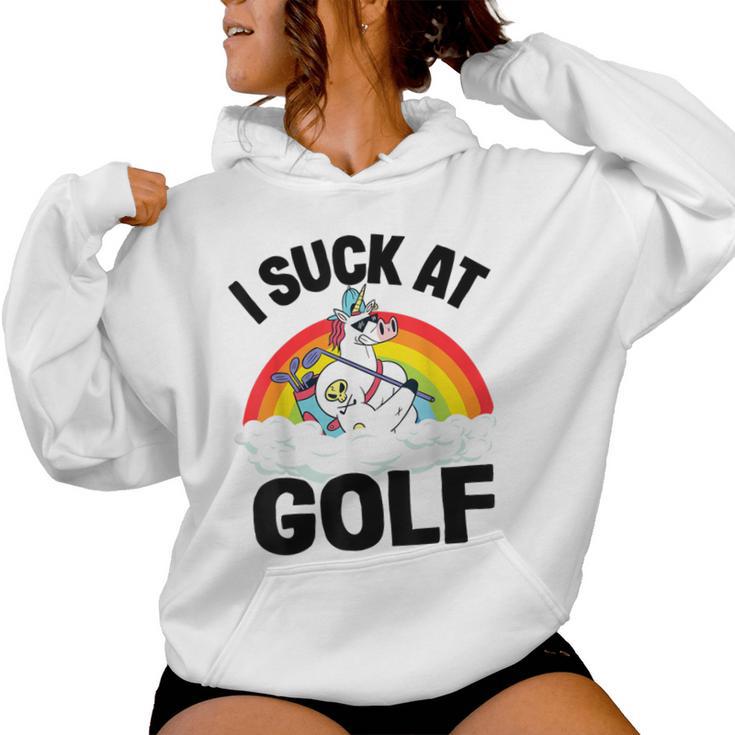 I Suck At Golf Golf Loser Unicorn Sarcastic Golfing Women Hoodie