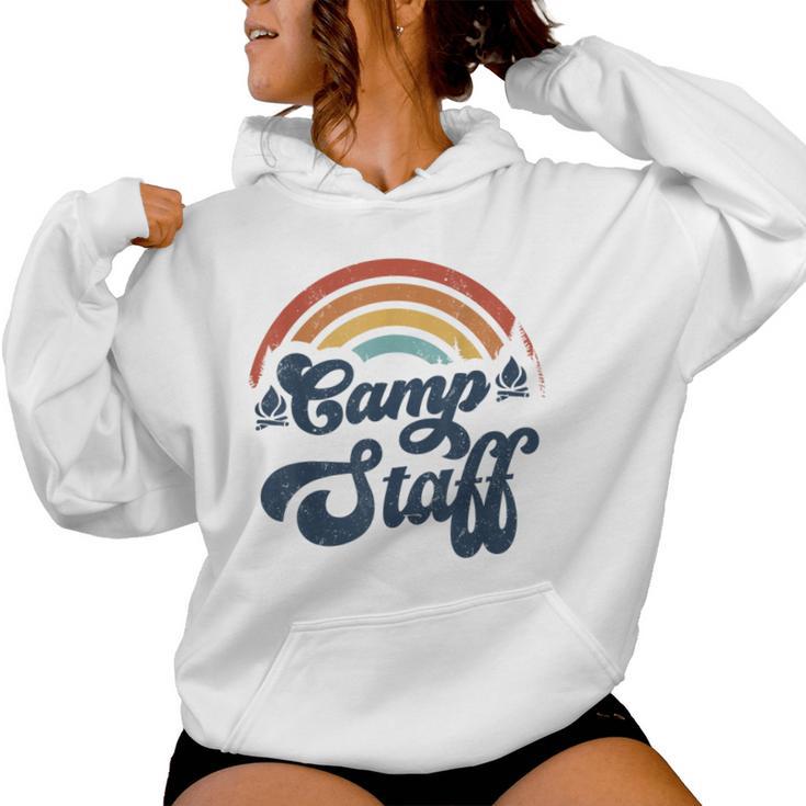 Summer Camp Counselor Staff Groovy Rainbow Camp Counselor Women Hoodie