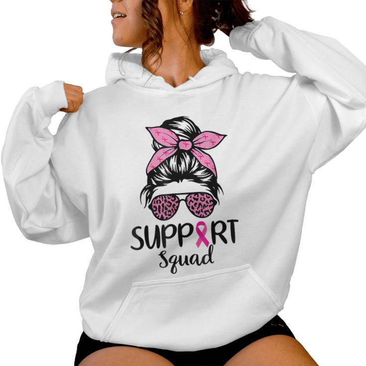 Support Squad Messy Bun Pink Breast Cancer Awareness Women Women Hoodie