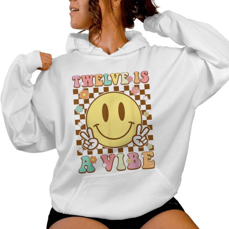 Twelve Is A Vibe 12Th Birthday Groovy 12 Year Old Boys Girls Women Hoodie