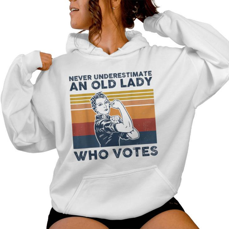 Never Underestimate An Old Lady Who Votes Feminist Women Hoodie