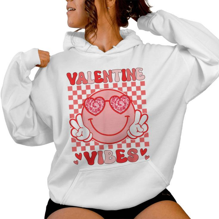 Valentine Vibes Hippie Valentines Day For Girl Womens Women Hoodie
