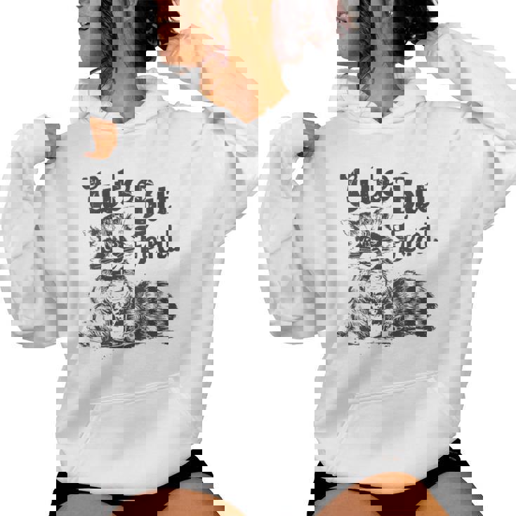 Vintage Cute But Feral Raccoon Lover Presents Raccoon Women Hoodie