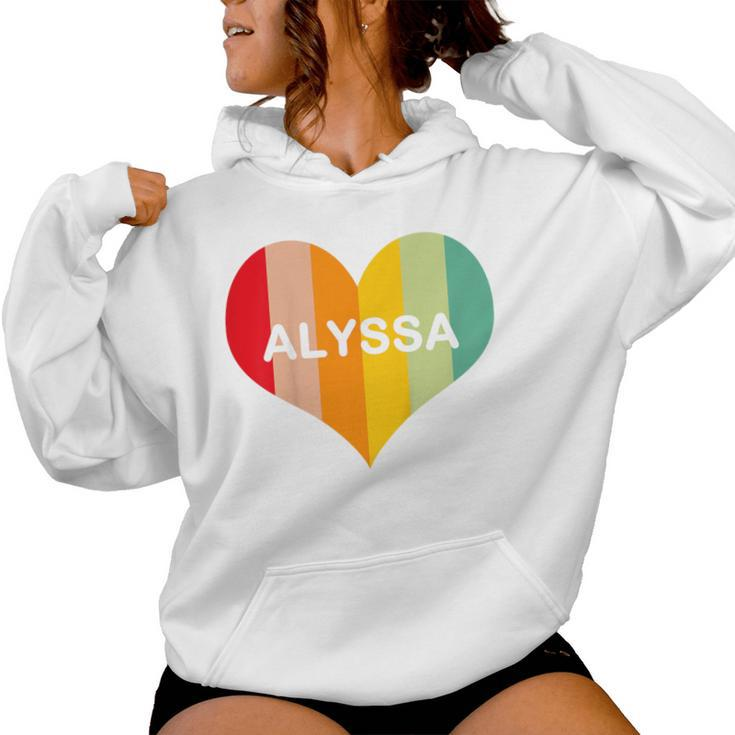 Youth Girls Alyssa Name Heart Retro Vintage Women Hoodie