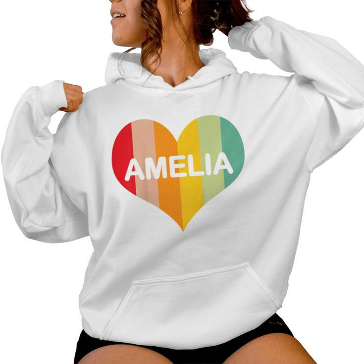 Youth Girls Amelia Retro Vintage Heart Name Women Hoodie