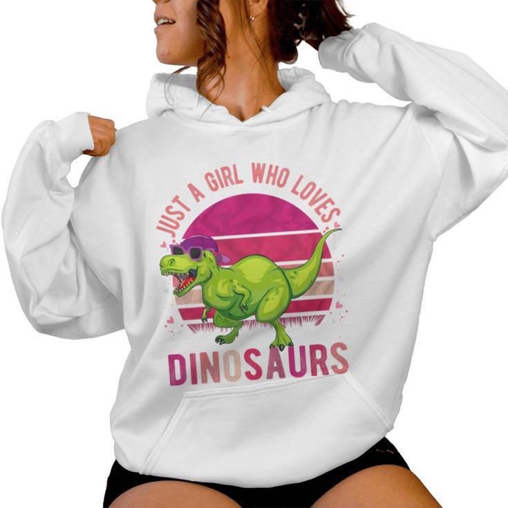 Youth Just A Girl Who Loves Dinosaurs Vintage Retro Women Hoodie