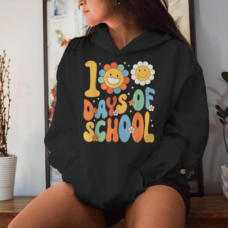 100 Days Of School Groovy 100Th Day Of School Teacher Women Hoodie Gifts for Her