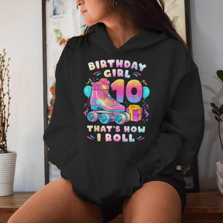 10Th Birthday Girl 10 Years Roller Skates Number 10 Women Hoodie Gifts for Her