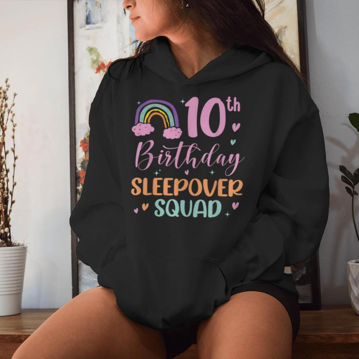 10Th Birthday Rainbow Sleepover Squad Pajamas Slumber Girls Women Hoodie Gifts for Her