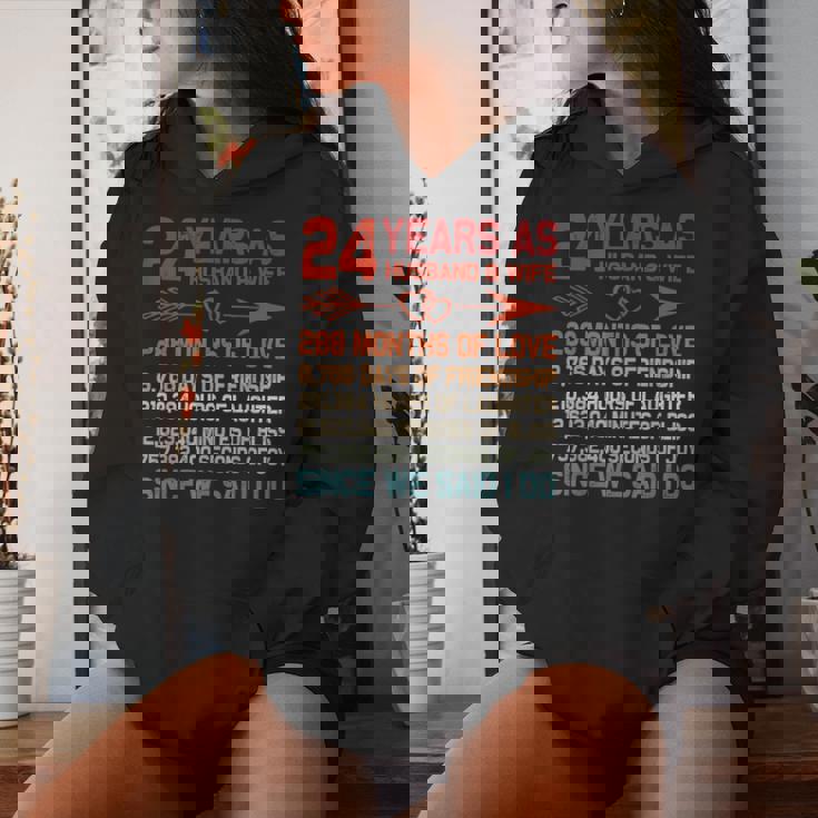 24 Years As Husband & Wife 24Th Anniversary For Couple Women Hoodie Gifts for Her