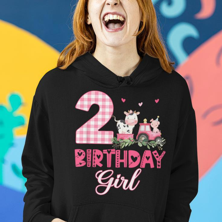 2Nd Birthday Outfit Girl Two Year Old Farm Cow Pig Tractor Women Hoodie Gifts for Her
