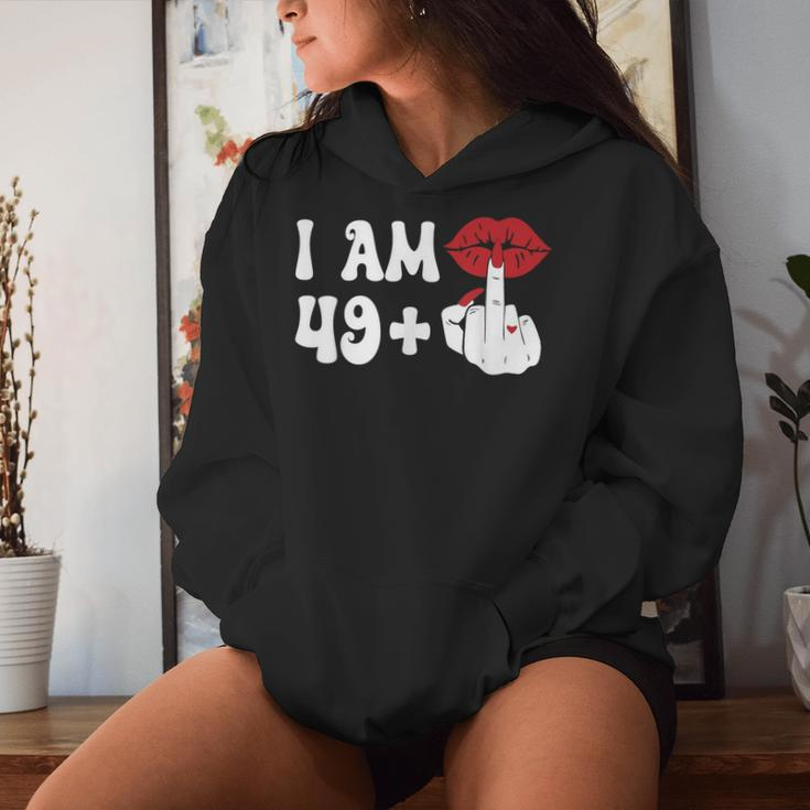 I Am 49 1 Middle Finger & Lips 50Th Birthday Girls Women Hoodie Gifts for Her