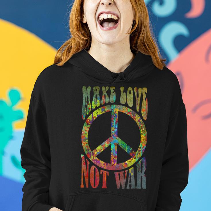 60S 70S Retro Flower Power Make Love Not War 2 Women Hoodie Gifts for Her