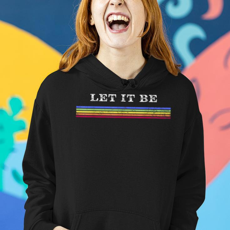 70'S Rainbow Striped Hippie Let It Be Women Hoodie Gifts for Her