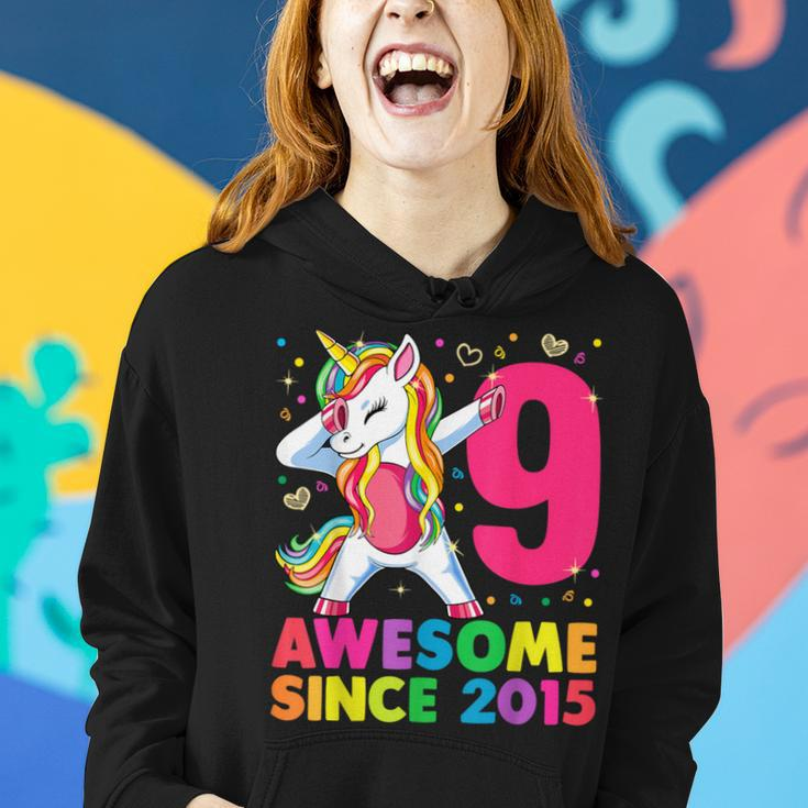 9 Years Old Unicorn Dabbing 9Th Birthday Girl Unicorn Party Women Hoodie Gifts for Her
