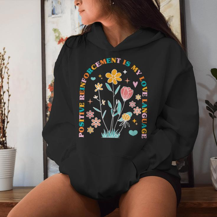 Aba Therapist Love Language Behavior Analyst Rbt Floral Women Hoodie Gifts for Her