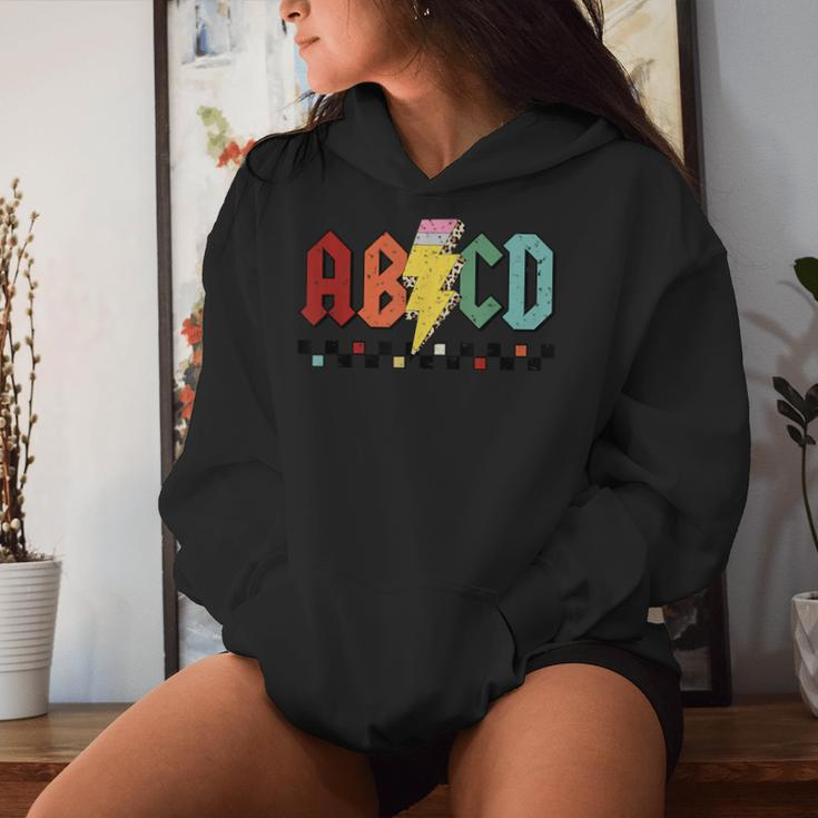 Abcd Pencil Lightning Rock'n Roll Teacher Back To School Women Hoodie Gifts for Her