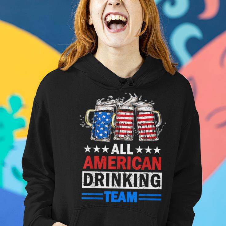 All American Drinking Team Apparel Us Beer Glass July 4Th Women Hoodie Gifts for Her