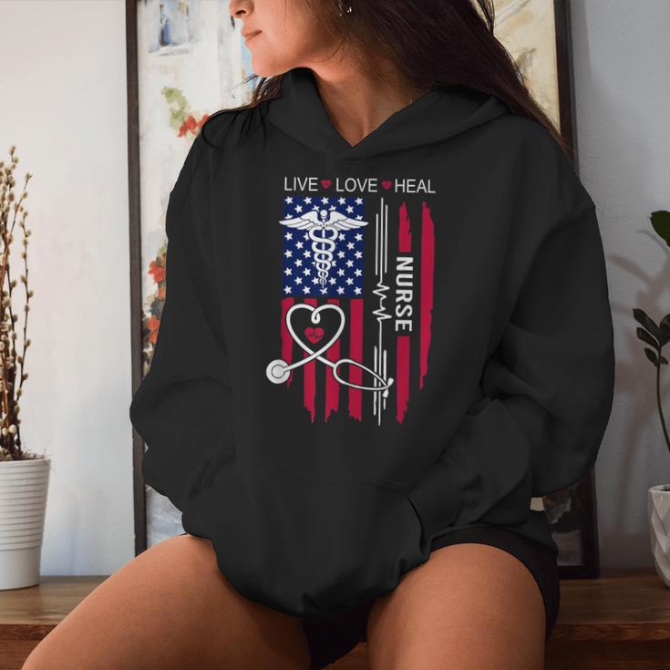 American Flag Nurse Day Week Nurse Nurse's Day Women Hoodie Gifts for Her