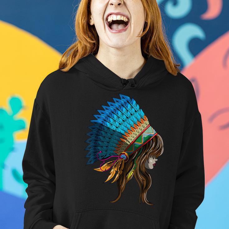 American Indian Beauty Girl Headdress Native Americans Women Hoodie Gifts for Her