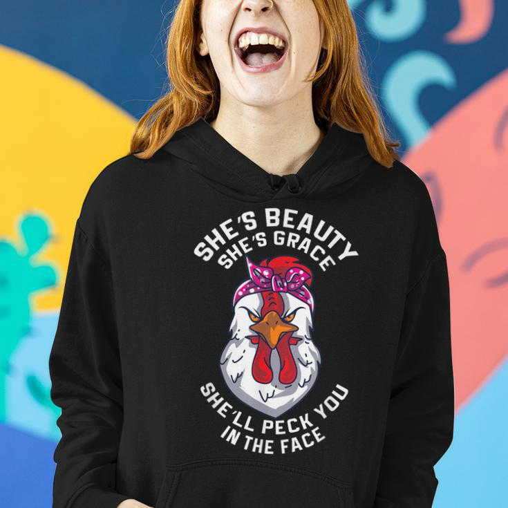 Angry Chicken Peck You In The Face Hen Animal Women Hoodie Gifts for Her