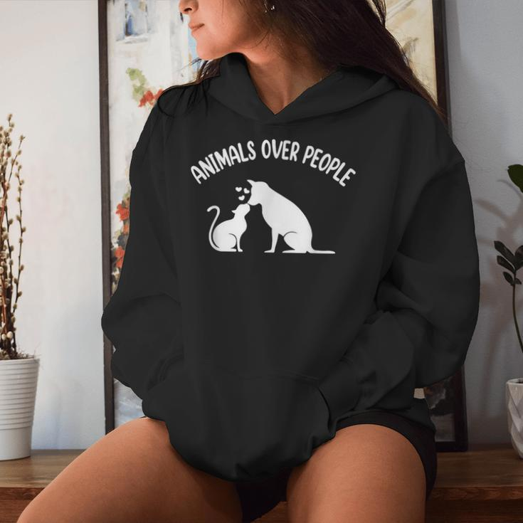 Animals Over People Animal Lover Vegan Plant Based Veganism Women Hoodie Gifts for Her