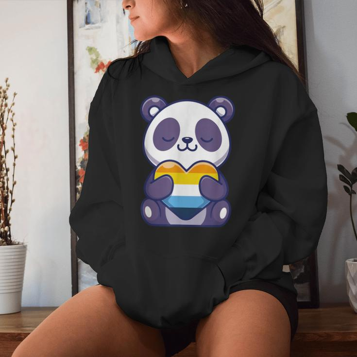 Aroace Pride Aro Ace Panda Heart Aromantic Asexual Pride Women Hoodie Gifts for Her