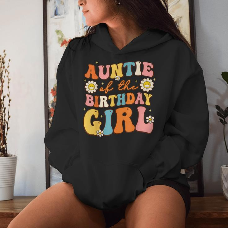 Auntie Of The Birthday Girl Niece Groovy Aunt Retro Theme Women Hoodie Gifts for Her