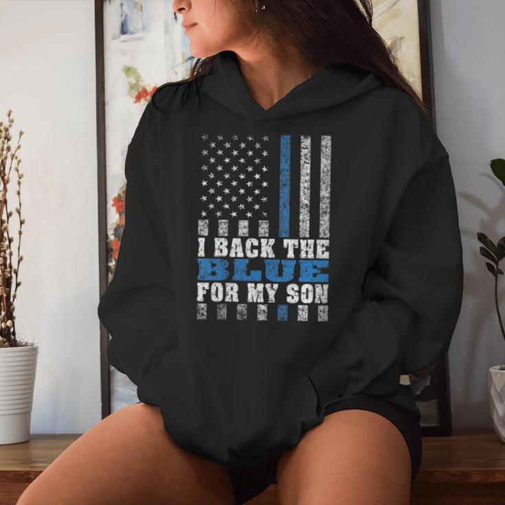 I Back The Blue For My Son Proud Police Mom Dad Parents Women Hoodie Gifts for Her