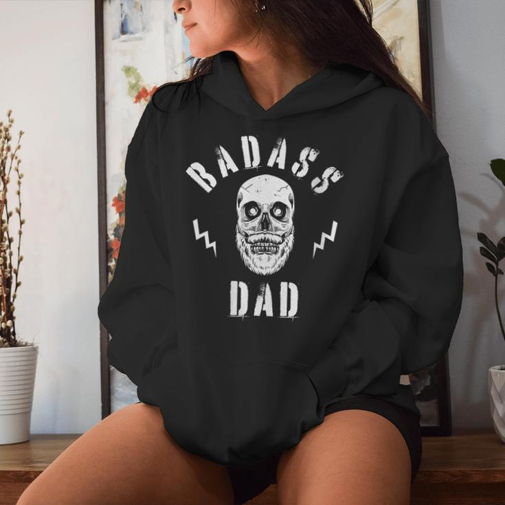 Badass Dad Cool Fathers Day Dad Skull Women Hoodie Gifts for Her