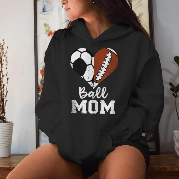 Ball Mom Heart Football Soccer Mom Women Hoodie Gifts for Her