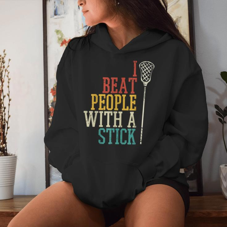 I Beat People With Stick Lacrosse Lax Player Women Women Hoodie Gifts for Her