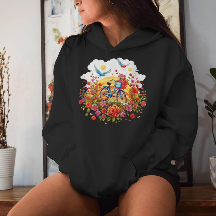 Bicycle Through A Field Of Flowers Idea Creative Inspiration Women Hoodie Gifts for Her