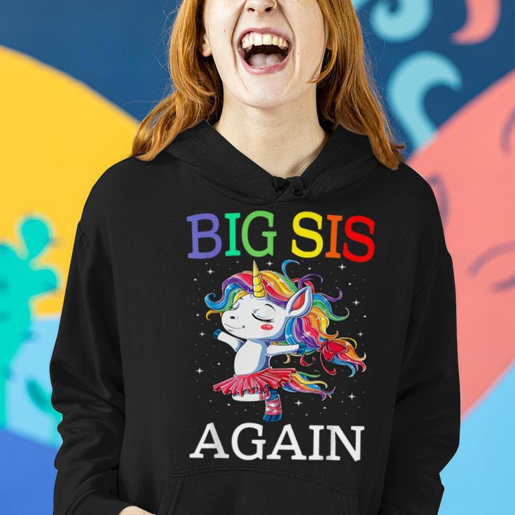 Big Sister Again Unicorn Sibling Older Daughter Unicorn Women Hoodie Gifts for Her