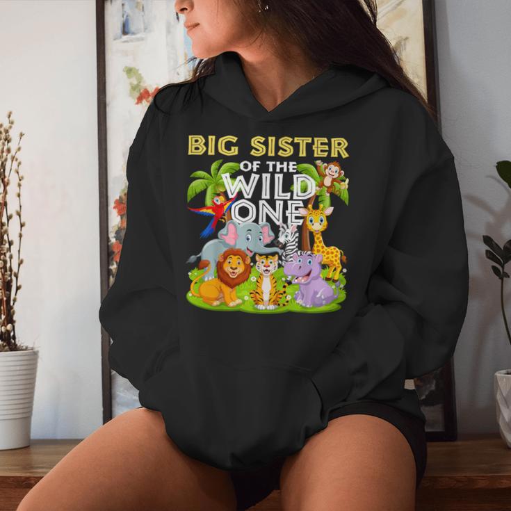 Big Sister Of The Wild One Birthday Zoo Animal Safari Jungle Women Hoodie Gifts for Her