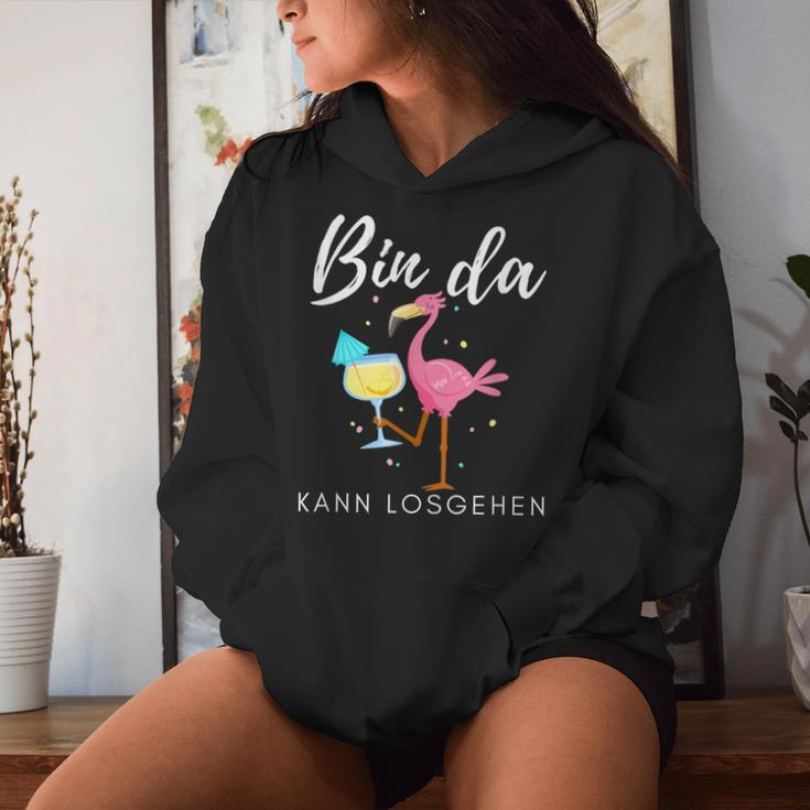 Bin Da Kann Losgehen Flamingo Mit Sekt Kapuzenpullover für Damen Geschenke für Sie