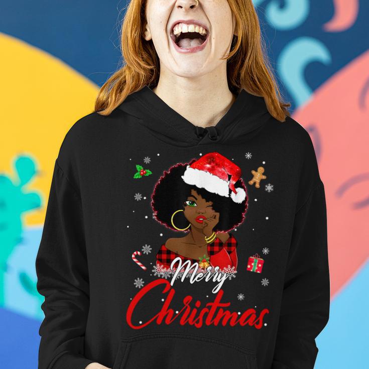 Black African Girl American Melanin Christmas Santa Hat Xmas Women Hoodie Gifts for Her